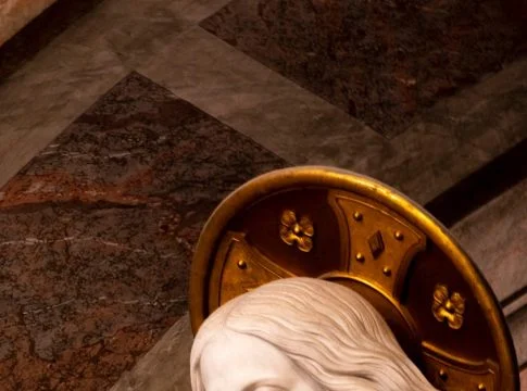 marble sculpture of jesus in papal basilica of saint peter in the vatican