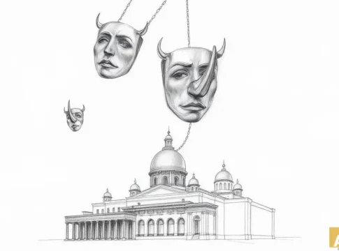 «Носороги» в театре «Гешер»: Красиво, но не хватает глубины (AI-иллюстрация)