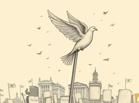 Протесты против израильских оборонных компаний на выставке вооружений в Южной Ко (AI-иллюстрация)