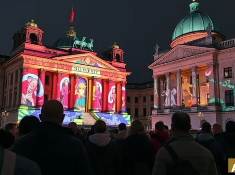 Фестиваль огней в Берлине: волшебство света и красок (AI-иллюстрация)
