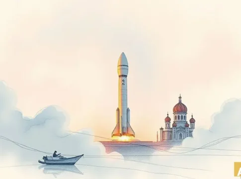 SpaceX запускает 29 спутников Starlink на ракете Falcon 9 (AI-иллюстрация)