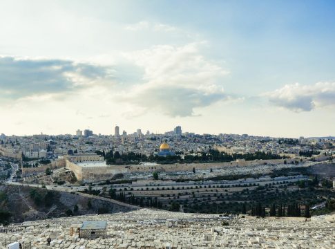 jerusalem cityscape drone shot