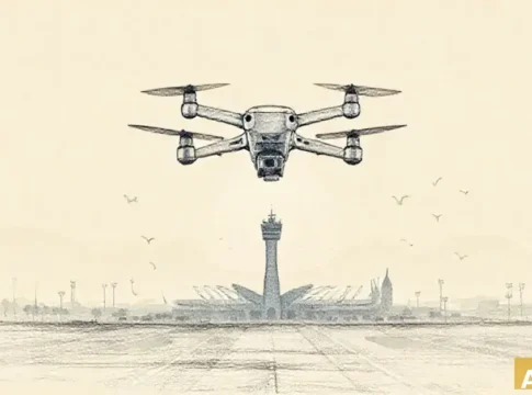 Дрон провел уникальную миссию по очистке терминала аэропорта в китайской провинц (AI-иллюстрация)