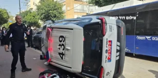 Суд продлил арест подозреваемого в переворачивании полицейской машины в Бней-Браке Суд продлил арест подозреваемого в переворачивании полицейской машины в Бней-Браке