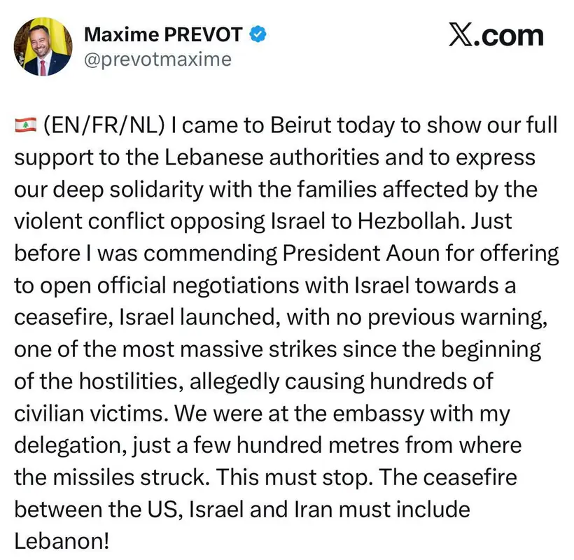 Инцидент в Бейруте: глава МИД Бельгии оказался в зоне удара ЦАХАЛ