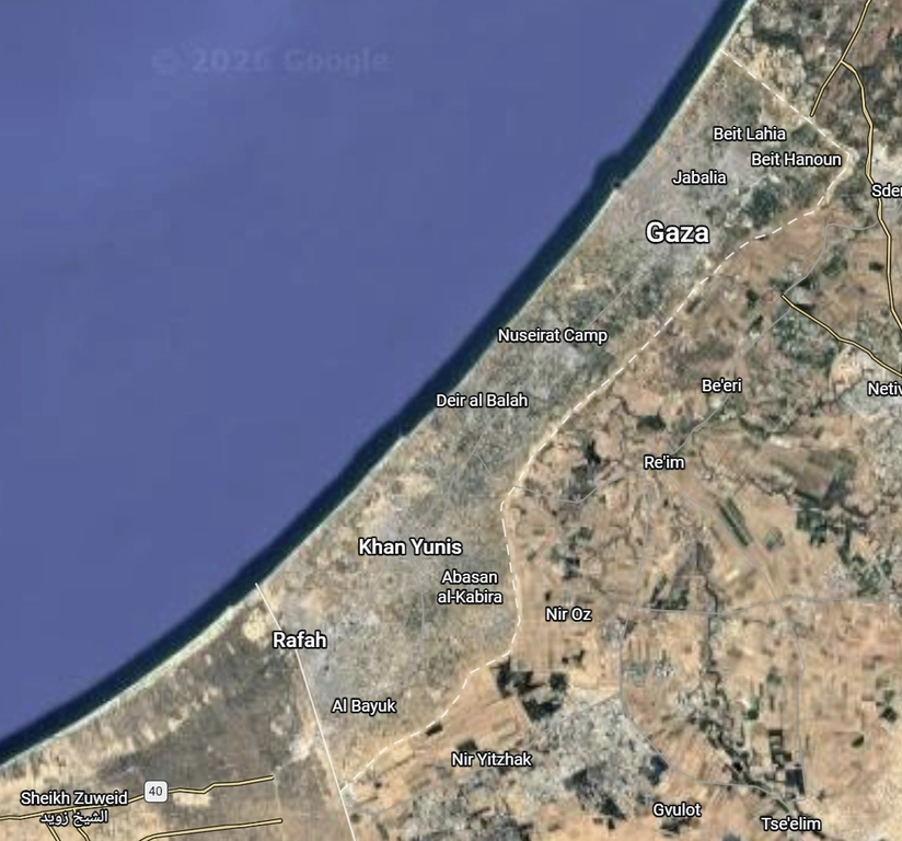 сектор Газа, карта Google