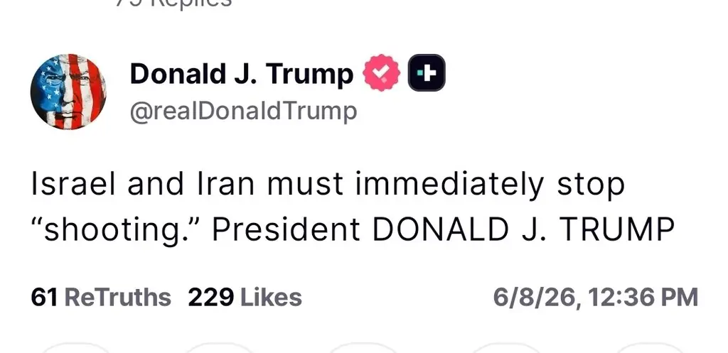 Президент Трамп призвал Израиль и Иран немедленно прекратить взаимный огонь