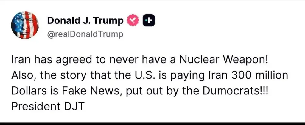 Президент Трамп заявил, что Иран согласился никогда не иметь ядерного оружия